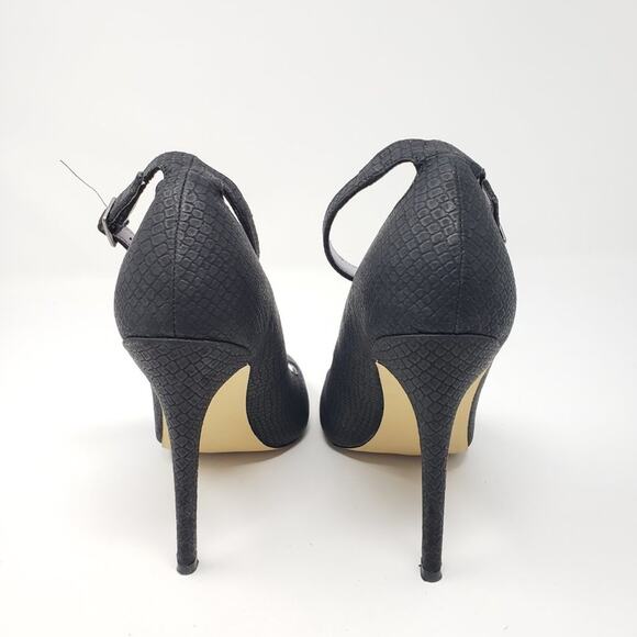 Shoemint Black Snakeskin Stiletto Open Toe Heeled Sandals Women's Size 6 - Picture 4 of 12